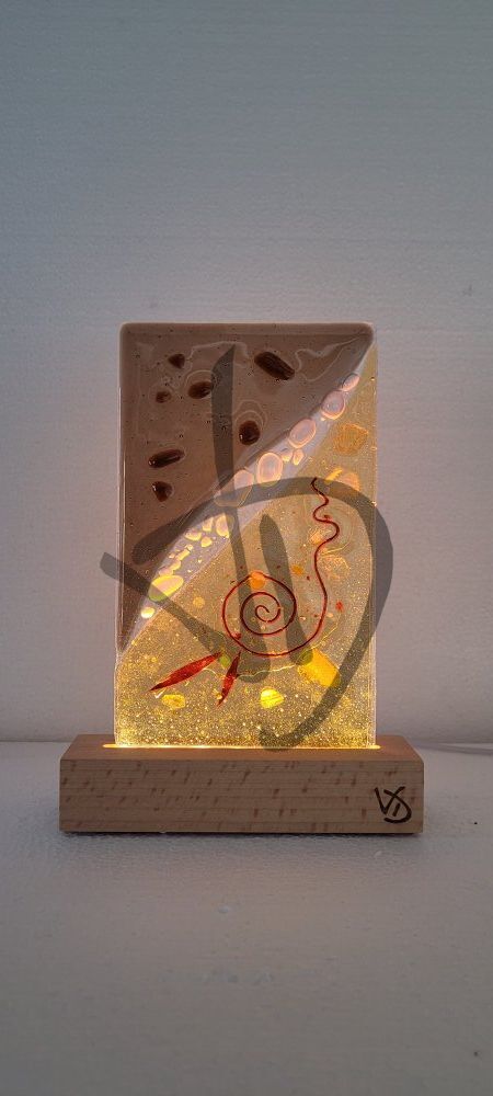 Maßgefertigte Produkte - Individuelle Lampen und Nachttischlampen - Murano-Fusing-Nachttischlampen mit personalisiertem Holzsockel - Abatjour in vetrofusione di murano con piedistallo in legno personalizzato - 3