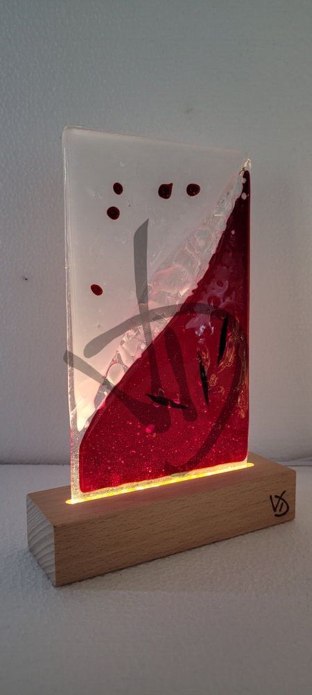 Maßgefertigte Produkte - Individuelle Lampen und Nachttischlampen - Murano-Fusing-Nachttischlampen mit personalisiertem Holzsockel - Abatjour in vetrofusione di murano con piedistallo in legno personalizzato - 7